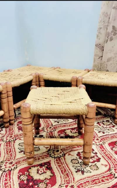 Antique Sindhi Style Stool 8 piece  Normal condition
