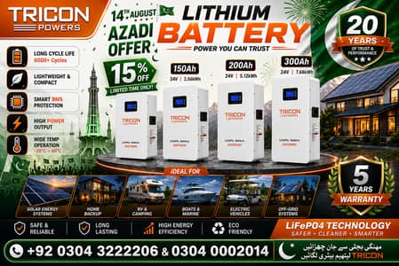 Lithium Battery 12v 24v 25v 48v | 100ah 150ah 200ah 300ah 314ah