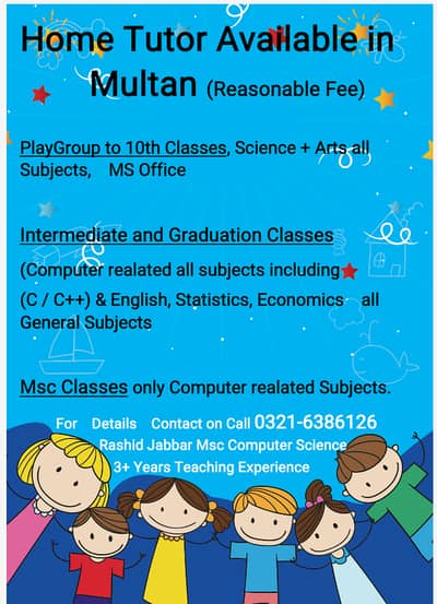 Home Tuitor Available in Multan