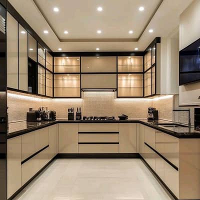Modran kitchen design ,glass paper,Roller blinds,