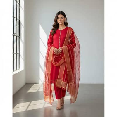 woman 3pcs unstitched suit