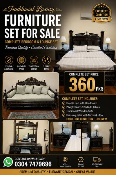 Traditional Luxury Wooden Furniture Set for Sale – Excellent Conditio