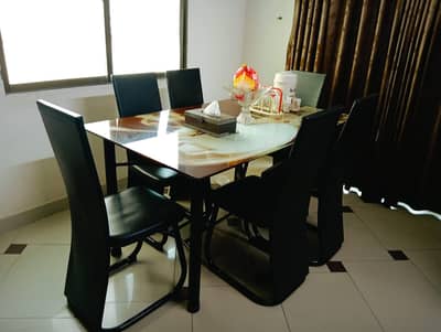 Glass Dinning table 6 chair