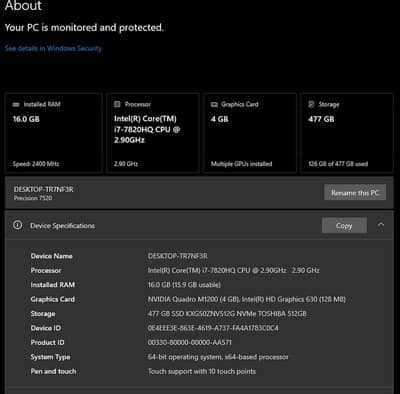 Dell Laptop Precision 7520 [ Touch Screen ]