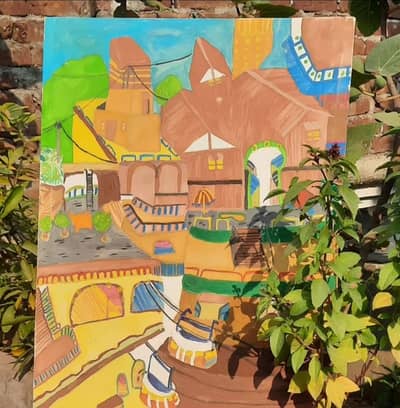 Hand-Painted Traditional Art Collection | Colorful Village & Architec