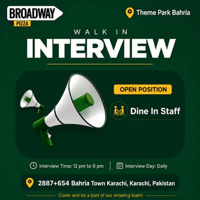 Daily Interview  in Broadway Pizza (Theme Park Bahria Town Branch)