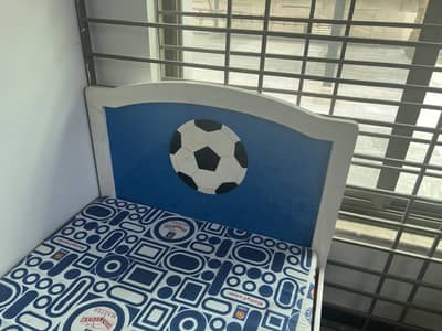 Football kids bed wooden with mattress and side table