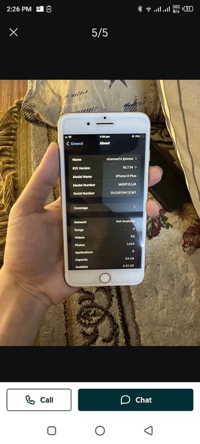 Iphone 8 plus (jv) for sale battery panel changed