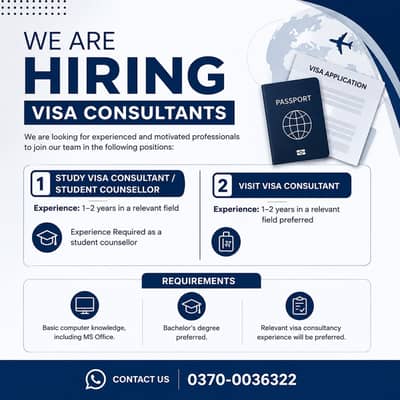 Study Visa Consultant ' Student Counsellor Visit Visa Consultant Jobs