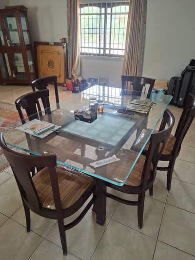 Glass Dining Table with 8 Chairs