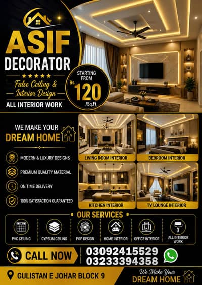 Asif false cilling& interior designer
