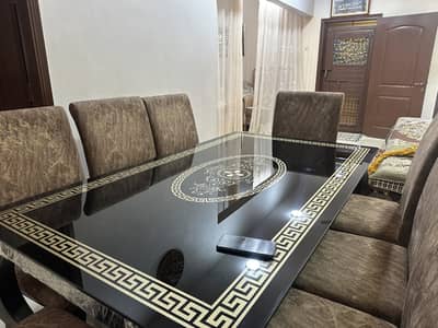 8 Seater Dining Table with Glass Top