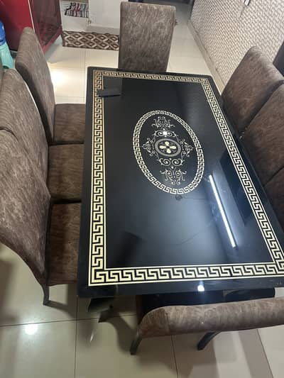 8 Seater Dining Table with Glass Top
