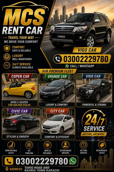 MCS Rent A Car | Civic | Grande | City | Vigo | Copen | Best Service