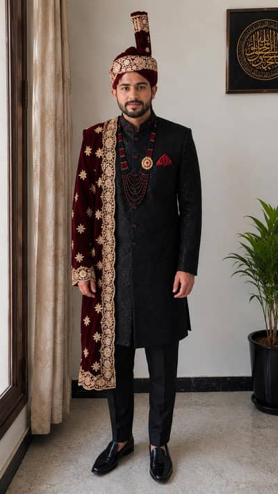 Designer Groom Sherwani with Matching Turban &Shawl Wedding Collection