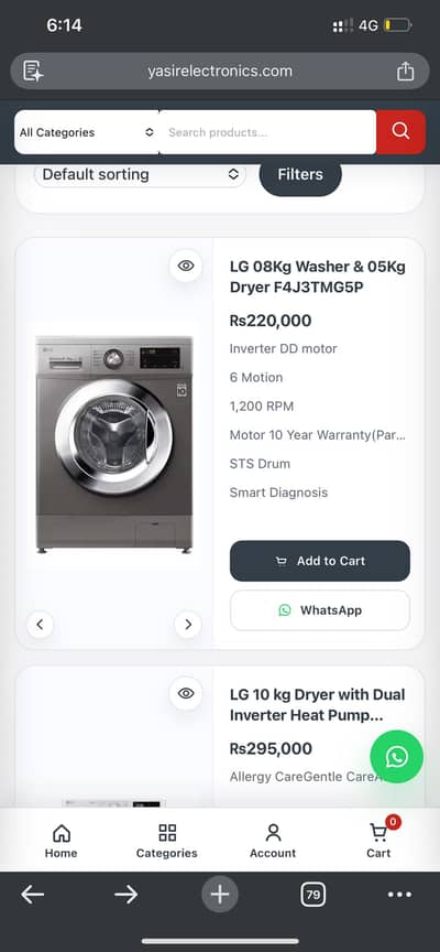 Automatic washing machine front door 8 kg
