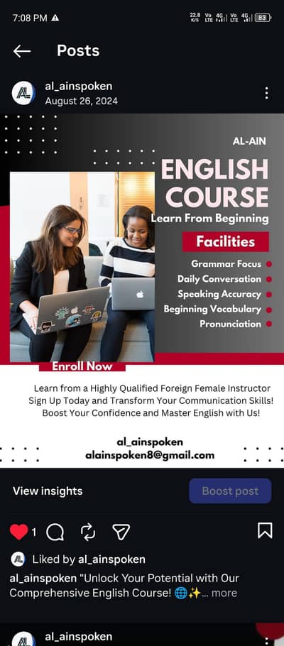 International Spoken English Course/ Foreign Qualified Female Teacher