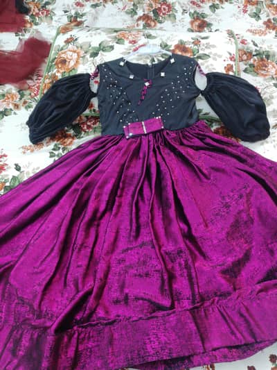 Beautiful Girls party wear dress (purple /black)