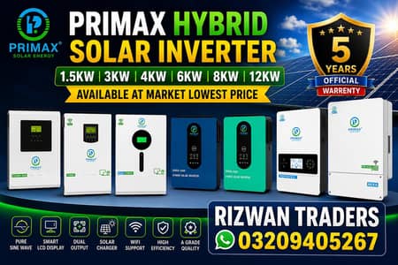 PRIMAX HYBRID SOLAR INVERTERS 1.5KW 3KW 4KW 6KW 8KW 12KW AVAILABLE