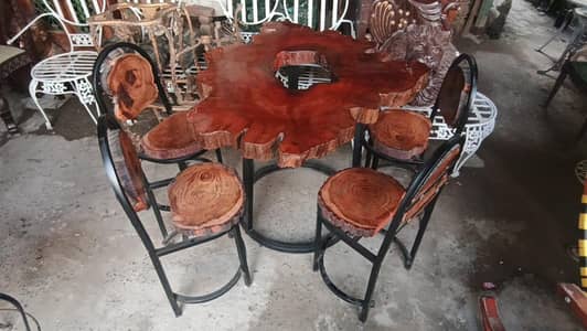 wooden log sheesham rosewood dining table metal imported antique