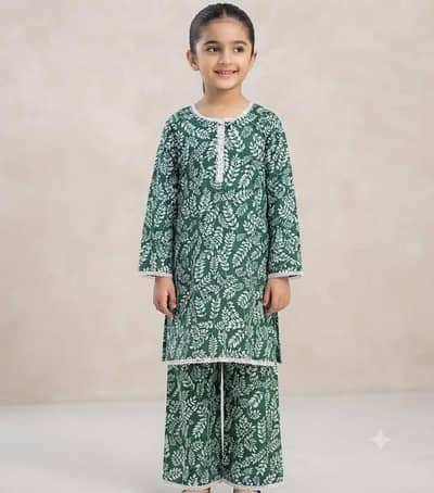 14 August 2 PCs girl cotton printed shirt and trouser set