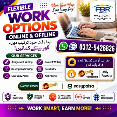 Part time|Full time| |Home Based Work|For Male & Female| Online Jobs