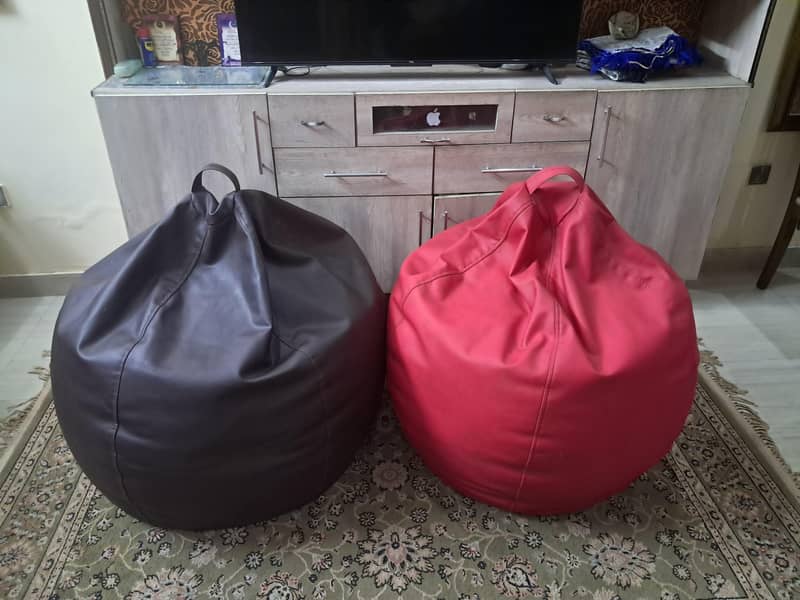 Two Bean Bag Sofas (Leather) 1