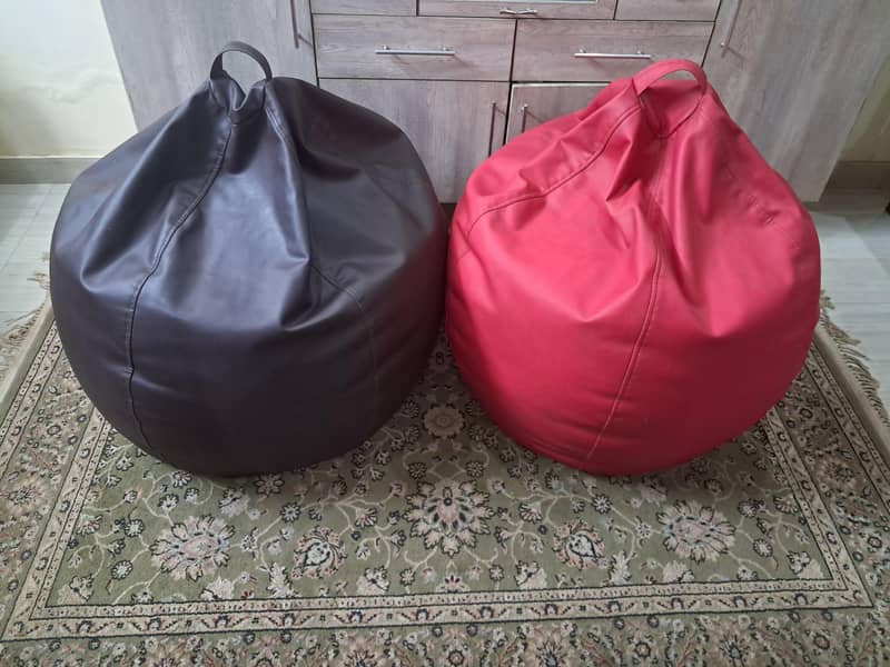 Two Bean Bag Sofas (Leather) 2