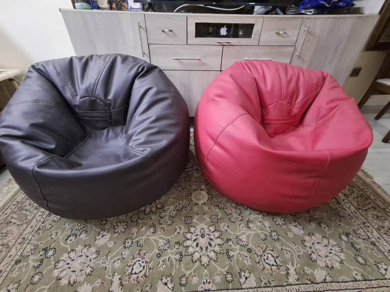 Two Bean Bag Sofas (Leather) 3