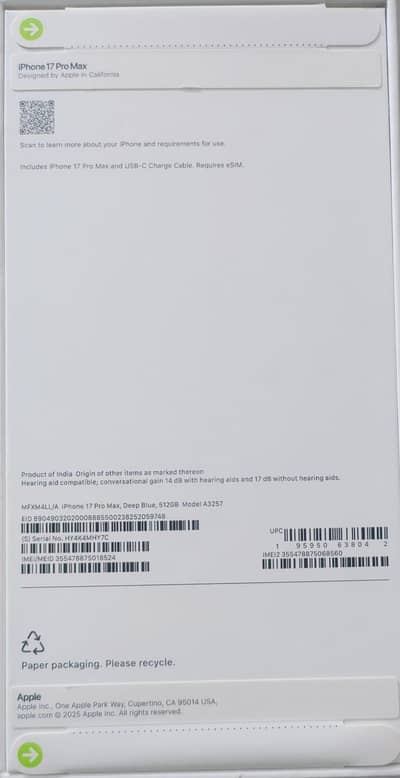 Apple iPhone 17 Pro Max 512gb