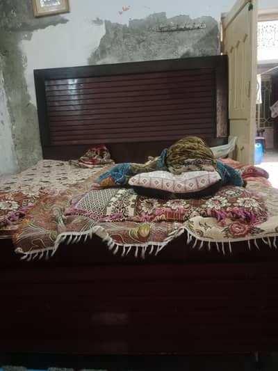 King size bed with mattress for sale - used (2 years)