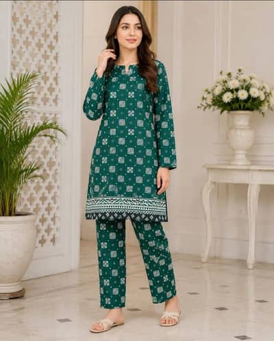 2 pcs women unstitched printed suit