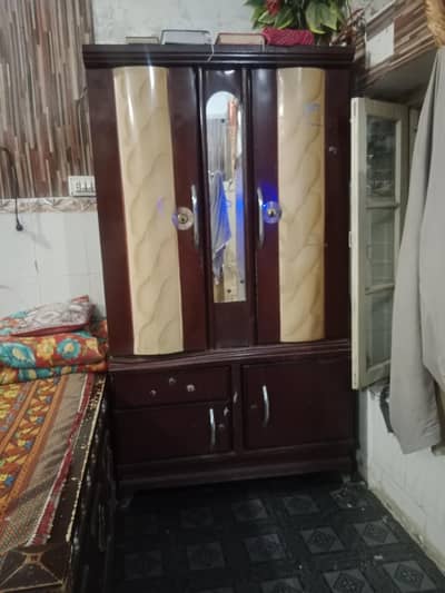 Double door wardrobe with drawer and cabin