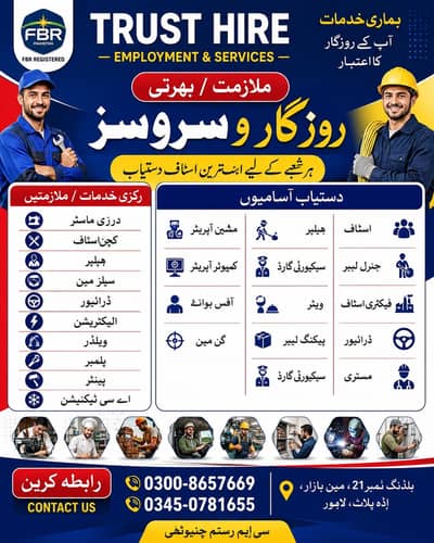 TRUST HIRE | Multiple Jobs Available | Male Staff | Jobs in Rawalpind