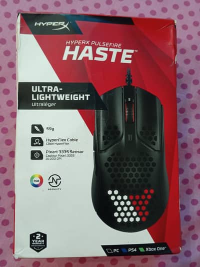 HyperX pulsefire haste mouse. . .