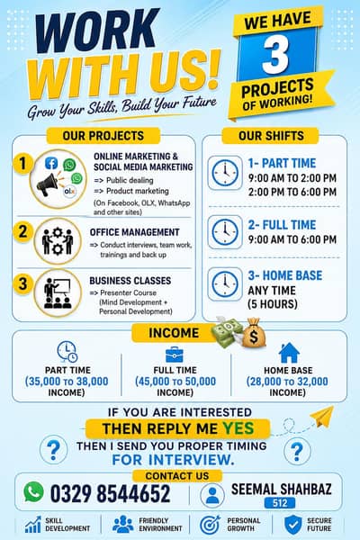 *OLX title* Office & Online Work Jobs Available – Male/Female (Lahore)