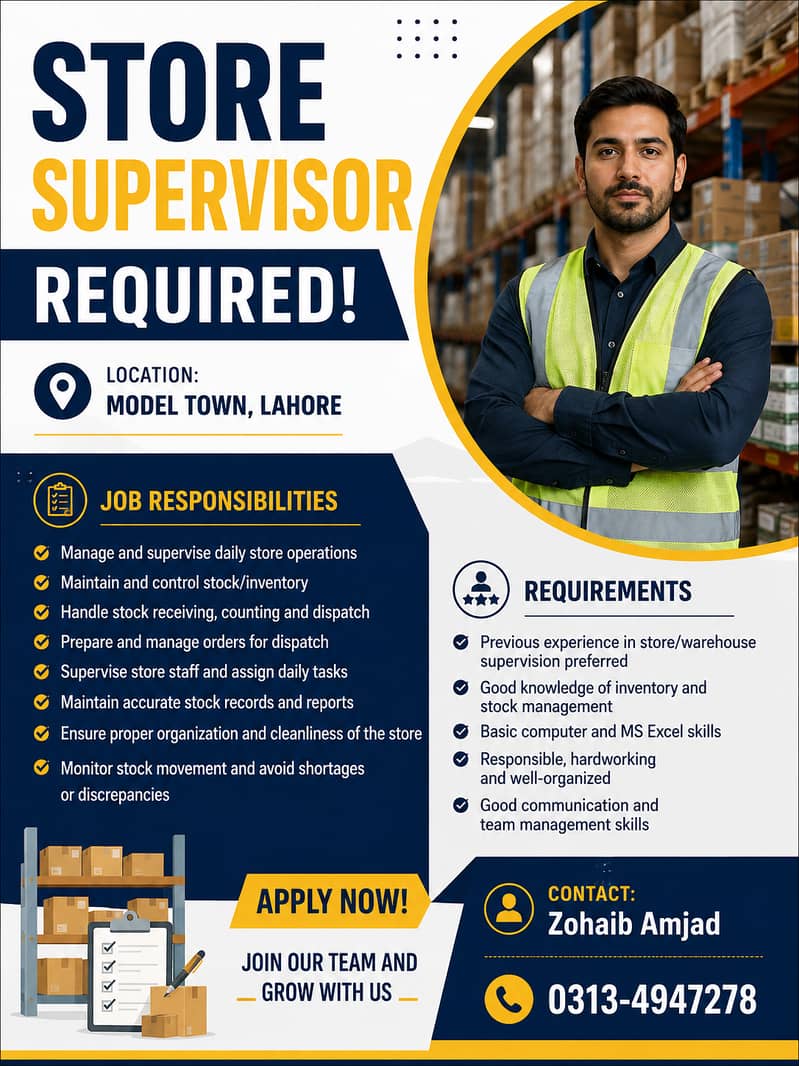 STORE SUPERVISOR REQUIRED 0