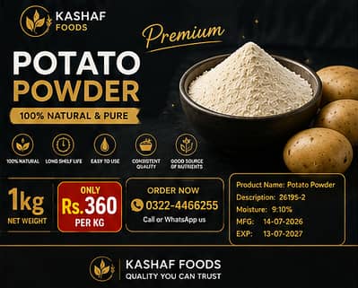Premium Potato Powder 1KG | 100% Natural & Pure | Kashaf Foods
