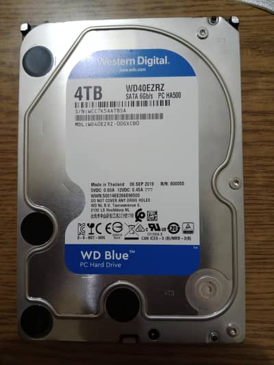 Two western digital blue hard drive 4TB each. 100% Health