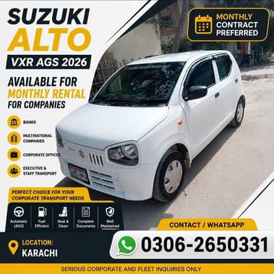Suzuki Alto available for corporate lease and official use in Karachi