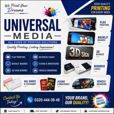 FLEX PRINTING | 3D SIGN BOARD | PAPER PRINTING