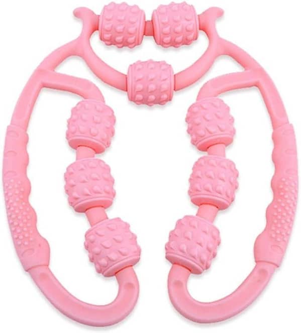 Muscle Roller Massage Roller for Tissue Help Reducing Leg Thigh Arm Soreness, New 9 Wheel U Shape Trigger Point Massager Roller
