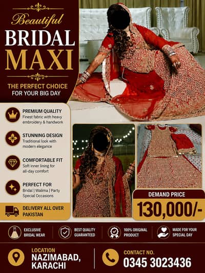 Bridal dress | Wedding Lehnga | Bridal maxi | Just one time used