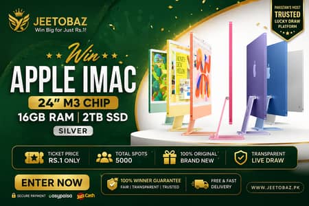 Win Apple iMac 24″ M3 Chip 16GB RAM 2TB SSD (Silver) on Jeetobaz. pk