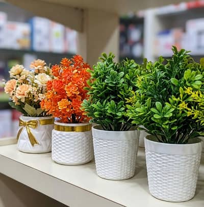 Beautiful Artificial Plants in White Pots ـ New Design