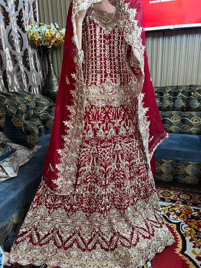 One Time Used Heavy Bridal Lehenga | Red & Golden | Complete Set