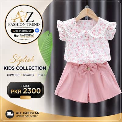 Kids Floral Bow Shorts Top Set for Girls Summer Wear