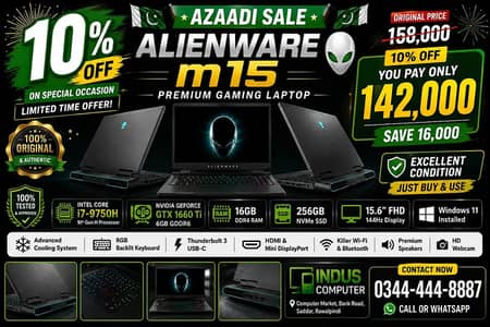 Dell Alienware m15 i7 9th Gen (H) GTX 1660 Ti 6GB | 143Hz FHD Display