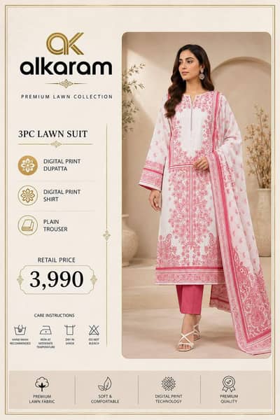 ALKARAM PRINTED LAWN GUARRANTED STUFF
