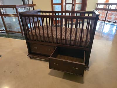 Kids cot - Sheesham Wood (with wheels)